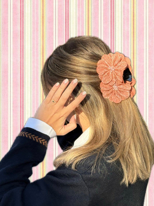 Salmon Flower Clip